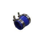 Reducción de silicona 2.5″ – 2.0″ color azul + abrazaderas