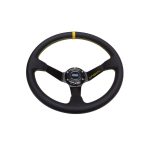 Volante deportivo cóncavo Epman racing PVC 350mm negro con amarillo