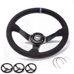 Volante 350mm Tipo “Drift Rally” Cuero Suede Gamuza EPMAN Azul - Imagen 2