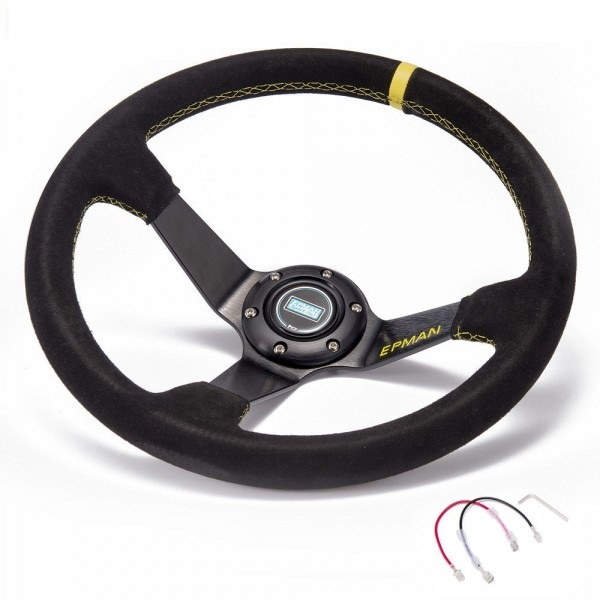 EP-FXP1701-7-600x600-1.jpg Volante 350mm Tipo “Drift Rally” Cuero Suede Gamuza EPMAN Amarillo - Imagen 1