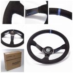 Volante 350mm Tipo “Drift Rally” Cuero Suede Gamuza EPMAN Azul - Imagen 3