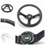 Volante 350mm Tipo “Drift Rally” Cuero Pvc EPMAN Azul - Imagen 5