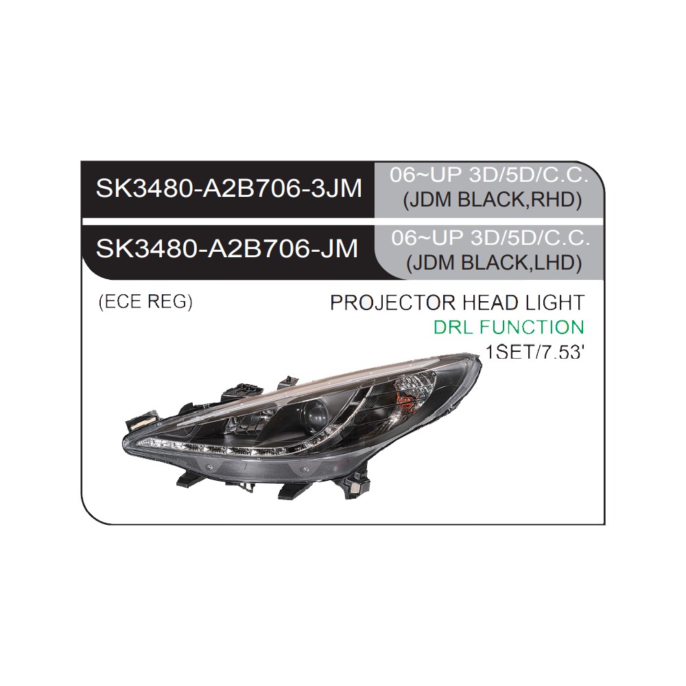 sk3480-a2b706-jm-p207-06up-negro-drl-func.jpg Ópticos LED Peugeot 207 06-09 DRL (funcional) fondo negro - Imagen 1